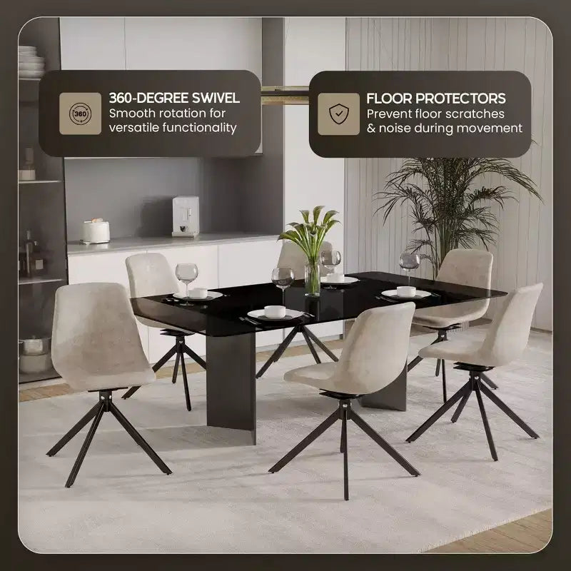 Chaise de salle à manger pivotante en cuir moderne LeisureMod Markley, siège rembourré avec pieds en métal, chaise d'appoint confortable pour cuisine, salle à manger ou café