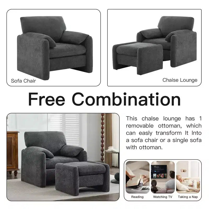 Pouff ultra-confortable en velours chenille Hyleory pour chambre, salon, nurserie