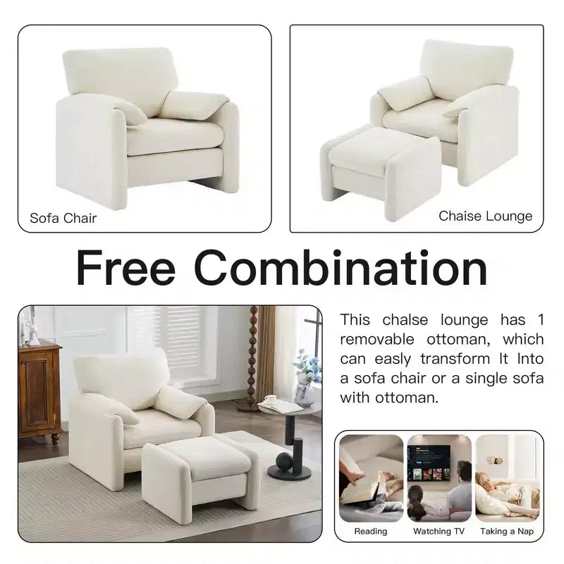 Pouff ultra-confortable en velours chenille Hyleory pour chambre, salon, nurserie