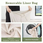 Costway Panier à Linge d'Angle en Bambou, Sac de Rangement, Poubelle en Tissu de Bambou