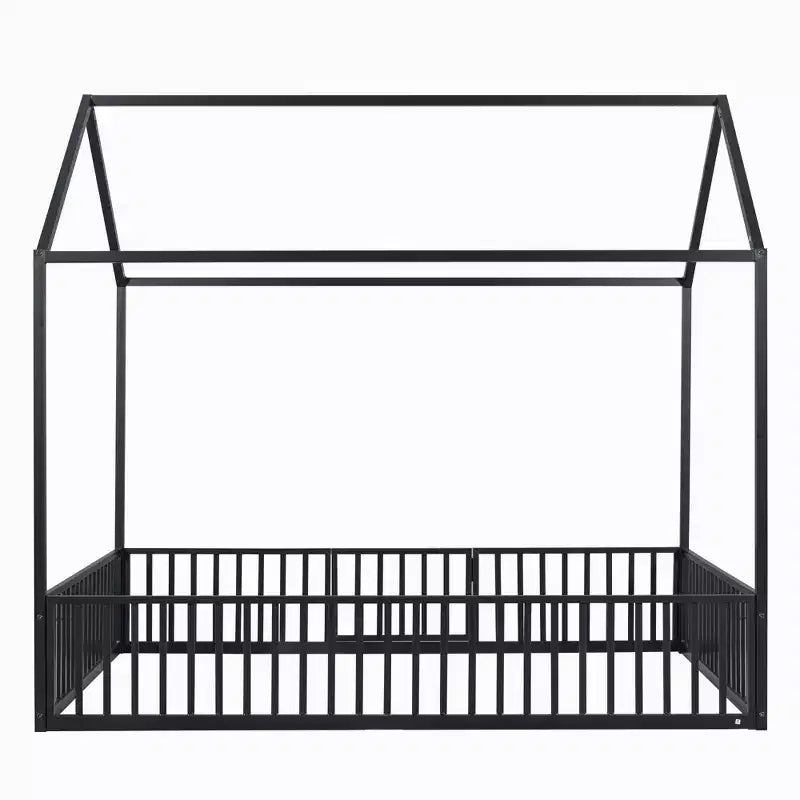 Lit cabane Whisen au design élégant avec cadre en métal, barrière et porte