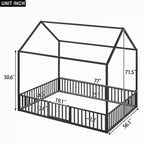 Lit cabane Whisen au design élégant avec cadre en métal, barrière et porte