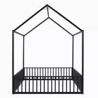 Lit cabane Whisen au design élégant avec cadre en métal, barrière et porte