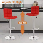 FDW Lot de 2 tabourets de bar réglables en hauteur, pivotants, avec assise en cuir PU et cadre en métal chromé