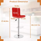 FDW Lot de 2 tabourets de bar réglables en hauteur, pivotants, avec assise en cuir PU et cadre en métal chromé