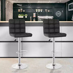 FDW Lot de 2 tabourets de bar réglables en hauteur, pivotants, avec assise en cuir PU et cadre en métal chromé