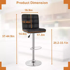 FDW Lot de 2 tabourets de bar réglables en hauteur, pivotants, avec assise en cuir PU et cadre en métal chromé