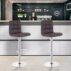 FDW Lot de 2 tabourets de bar réglables en hauteur, pivotants, avec assise en cuir PU et cadre en métal chromé