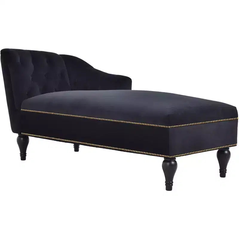 Whisen Canapé de salon en velours 58'', chaise longue à droite, canapé de salon convertible avec garniture cloutée et pieds solides