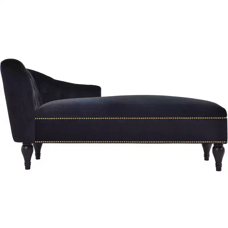Whisen Canapé de salon en velours 58'', chaise longue à droite, canapé de salon convertible avec garniture cloutée et pieds solides