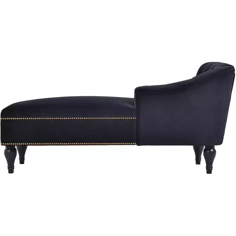 Whisen Canapé de salon en velours 58'', chaise longue à droite, canapé de salon convertible avec garniture cloutée et pieds solides