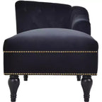 Whisen Canapé de salon en velours 58'', chaise longue à droite, canapé de salon convertible avec garniture cloutée et pieds solides