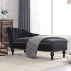 Whisen Canapé de salon en velours 58'', chaise longue à droite, canapé de salon convertible avec garniture cloutée et pieds solides