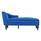 Whisen Canapé de salon en velours 58'', chaise longue à droite, canapé de salon convertible avec garniture cloutée et pieds solides