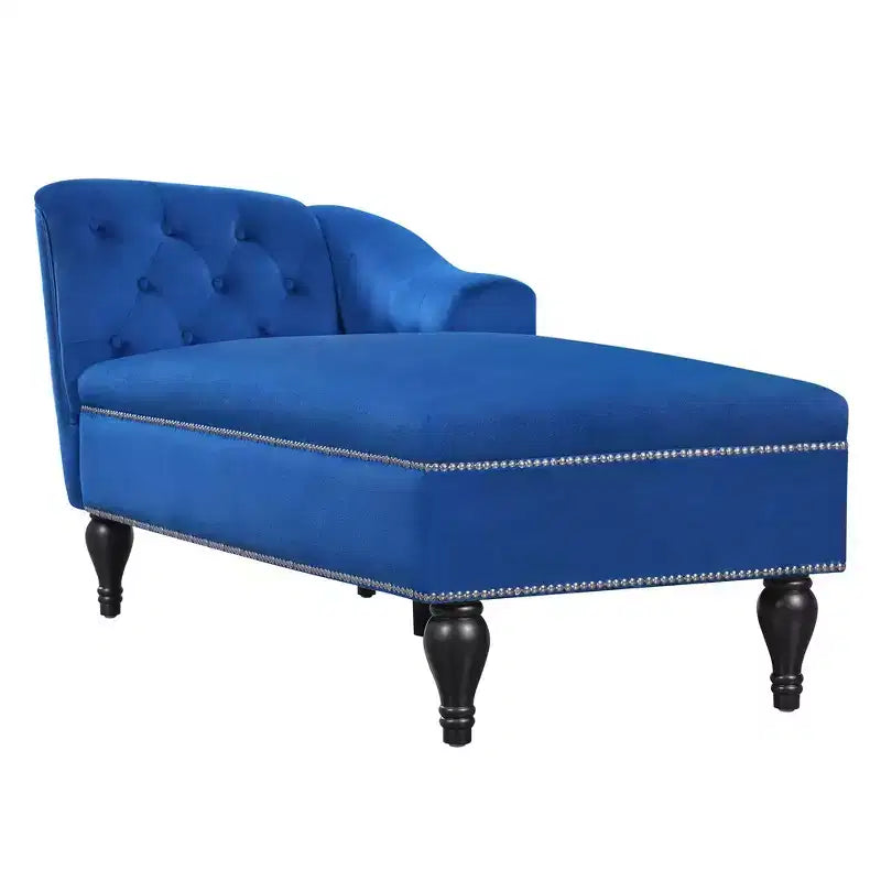 Whisen Canapé de salon en velours 58'', chaise longue à droite, canapé de salon convertible avec garniture cloutée et pieds solides