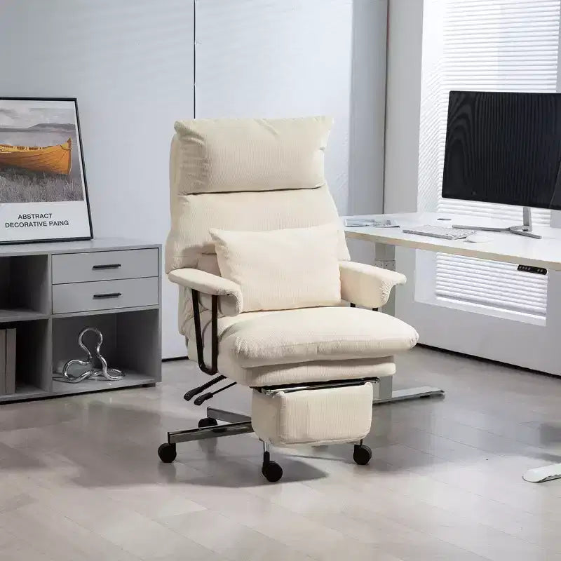 Fauteuil de bureau HOMCOM grand format, rembourré, avec dossier haut, support lombaire, repose-pieds, roulettes pivotantes, fauteuil d'ordinateur inclinable