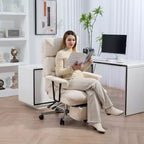 Fauteuil de bureau HOMCOM grand format, rembourré, avec dossier haut, support lombaire, repose-pieds, roulettes pivotantes, fauteuil d'ordinateur inclinable