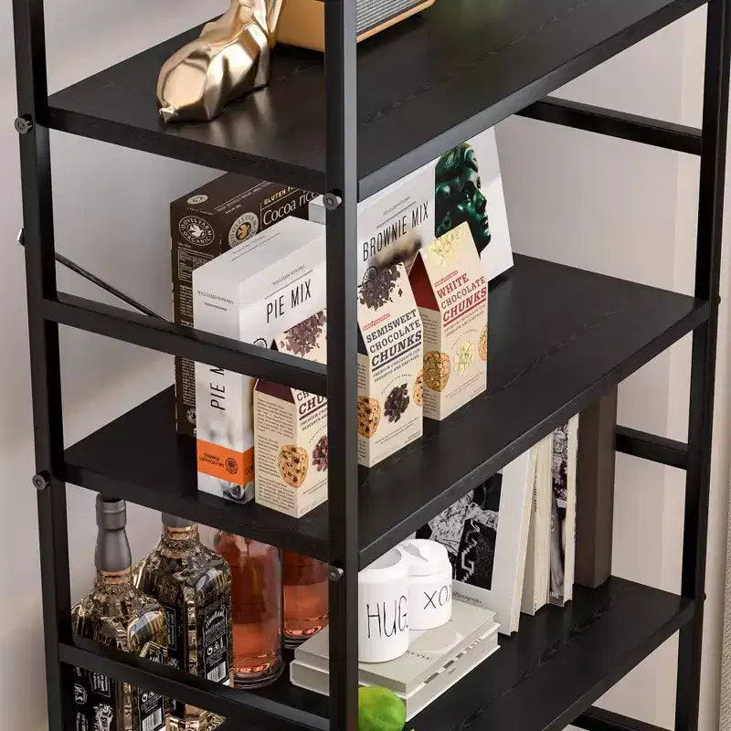 FIRNEWST Étagère Industrielle à 5 Niveaux, Bibliothèque Ouverte de 135 cm de Haut sur Pied pour un Rangement Ample - Conception Robuste et Rustique