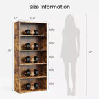 FIRNEWST Étagère Industrielle à 5 Niveaux, Bibliothèque Ouverte de 135 cm de Haut sur Pied pour un Rangement Ample - Conception Robuste et Rustique