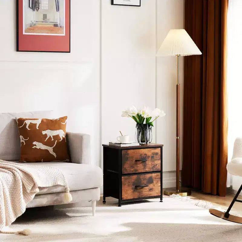 Commode à structure métallique avec plateau en bois : 7 tiroirs