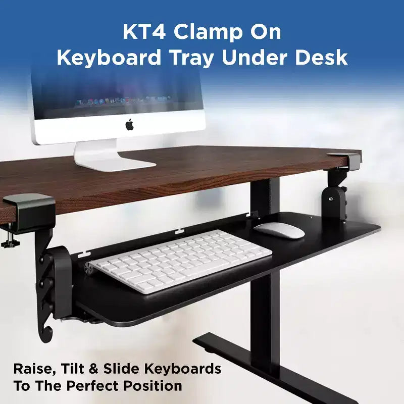 Uncaged Ergonomics KT4 Plateau de clavier ergonomique coulissant sous le bureau, fixation par pince, noir