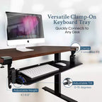 Uncaged Ergonomics KT4 Plateau de clavier ergonomique coulissant sous le bureau, fixation par pince, noir