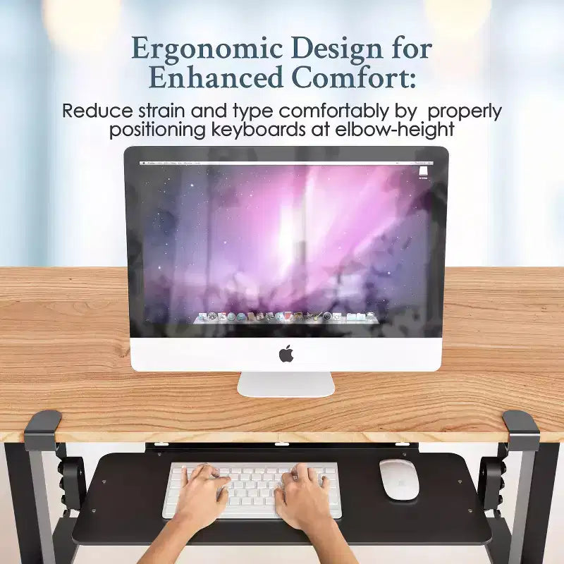 Uncaged Ergonomics KT4 Plateau de clavier ergonomique coulissant sous le bureau, fixation par pince, noir