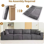 Canapé modulable 137 Sectional Couch Cloud moderne linéaire avec méridienne, tissu velours côtelé, aucun assemblage requis, canapé-lit convertible à compression