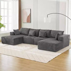 Canapé modulable en U 137 Sectionnel Nuage Moderne avec méridienne, tissu côtelé, aucun assemblage requis