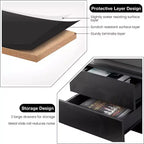 Table de Chevet Hommpa LED Moderne Haute Brillance avec 2 Tiroirs