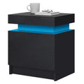 Table de Chevet Hommpa LED Moderne Haute Brillance avec 2 Tiroirs
