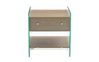 Table de chevet GDFStudio Reg 19 en verre avec tiroir en bois