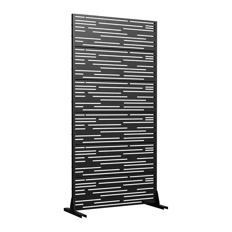 Jardinière rectangulaire en métal noir avec treillis et paravent 72 H35W Dovelina pour terrasse de café, jardin et balcons