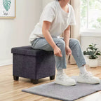 Pouf de rangement carré en lin Ornavo Home de 38 cm avec pieds