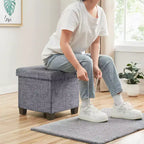 Pouf de rangement carré en lin Ornavo Home de 38 cm avec pieds