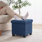Pouf de rangement carré en lin Ornavo Home de 38 cm avec pieds