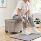 Pouf de rangement carré en lin Ornavo Home de 38 cm avec pieds