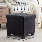 Pouf de rangement carré en lin Ornavo Home de 38 cm avec pieds