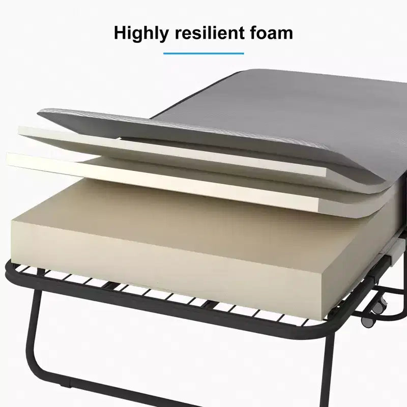 Mjkone Lit Pliant avec Matelas, Lit d'Appoint Portable, Lit de Camp, Lit d'Appoint Rembourré