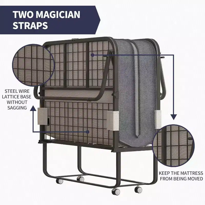 Mjkone Lit Pliant avec Matelas, Lit d'Appoint Portable, Lit de Camp, Lit d'Appoint Rembourré