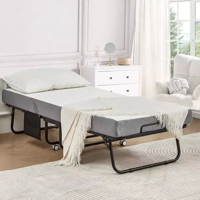 Lit pliant EROMMY Super Single 79 cm (31'') de large avec matelas inclus, lit de jour