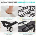 Lit pliant EROMMY Super Single 79 cm (31'') de large avec matelas inclus, lit de jour