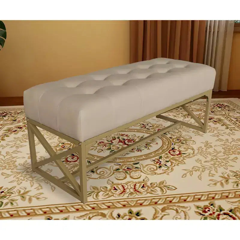 Banc moderne en similicuir eHemco, 102 cm, doré
