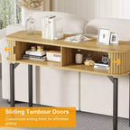Console étroite cannelée de 47 po avec tiroirs, tables d'entrée étroites avec rangement et étagères