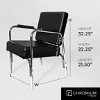 Fauteuil de lavage professionnel inclinable PureSana 5 Pack Chromium Ella avec vinyle lavable, coussins en mousse haute densité et structure en acier inoxydable