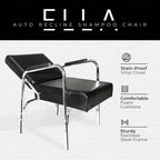 Fauteuil de lavage professionnel inclinable PureSana 5 Pack Chromium Ella avec vinyle lavable, coussins en mousse haute densité et structure en acier inoxydable
