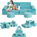 Acekool Modular Kids Play Couch - 15-Piece Set with Soft Velvet Covers, Reconfigurable Shapes for Playrooms & Indoor Fun (Blue)
