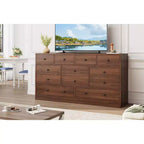 Commode à 12 tiroirs pour chambre, commode en bois de 155 cm, commodes hautes avec rails métalliques lisses, pour salon, couloir