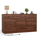 Commode à 12 tiroirs pour chambre, commode en bois de 155 cm, commodes hautes avec rails métalliques lisses, pour salon, couloir