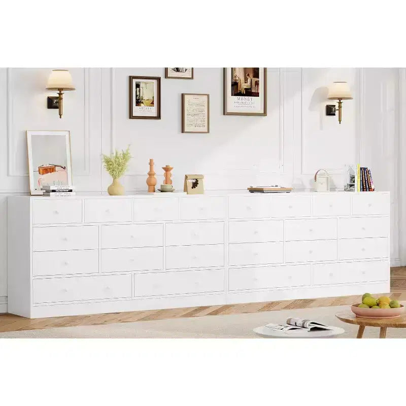 Commode à 12 tiroirs pour chambre, commode en bois de 155 cm, commodes hautes avec rails métalliques lisses, pour salon, couloir